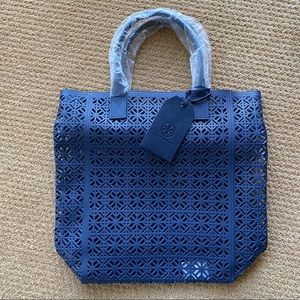 Tory Burch Navy Faux Leather perforated bag
